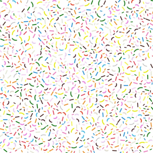 Vetor ilustração vetorial sem costura com cobertura de pastelaria multicolorida em um fundo branco