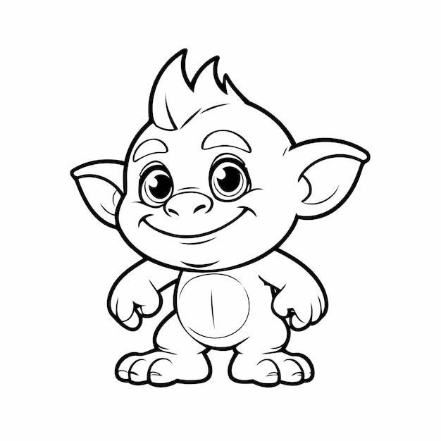 Vetor ilustração vetorial simples da atividade de coloração de desenhos de troll