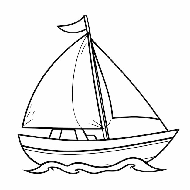 Vetor ilustração vetorial simples de doodle de sailboat para crianças folha de trabalho de coloração