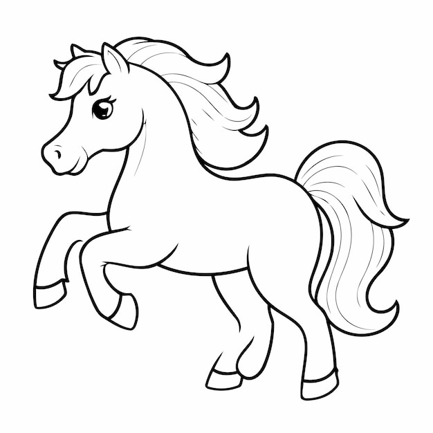 Vetor ilustração vetorial simples de doodle de stallion para crianças pequenas