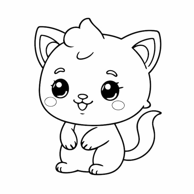 Ilustração vetorial simples de Kawaii para crianças pequenas página de coloração