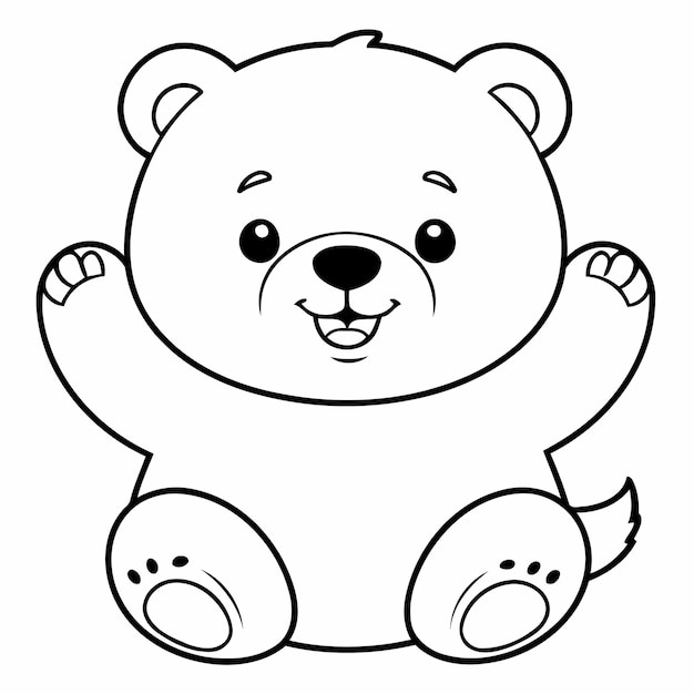 Vetor ilustração vetorial simples de página de colorir urso para crianças