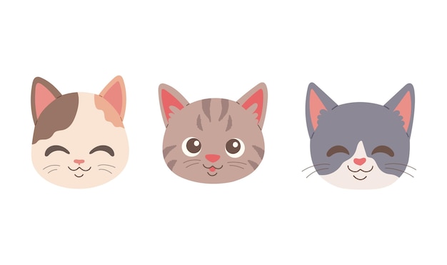 ilustração de gatinhos de desenho animado. focinhos fofos de gatos para  livros infantis, jogos, cartões postais. 8151199 Vetor no Vecteezy