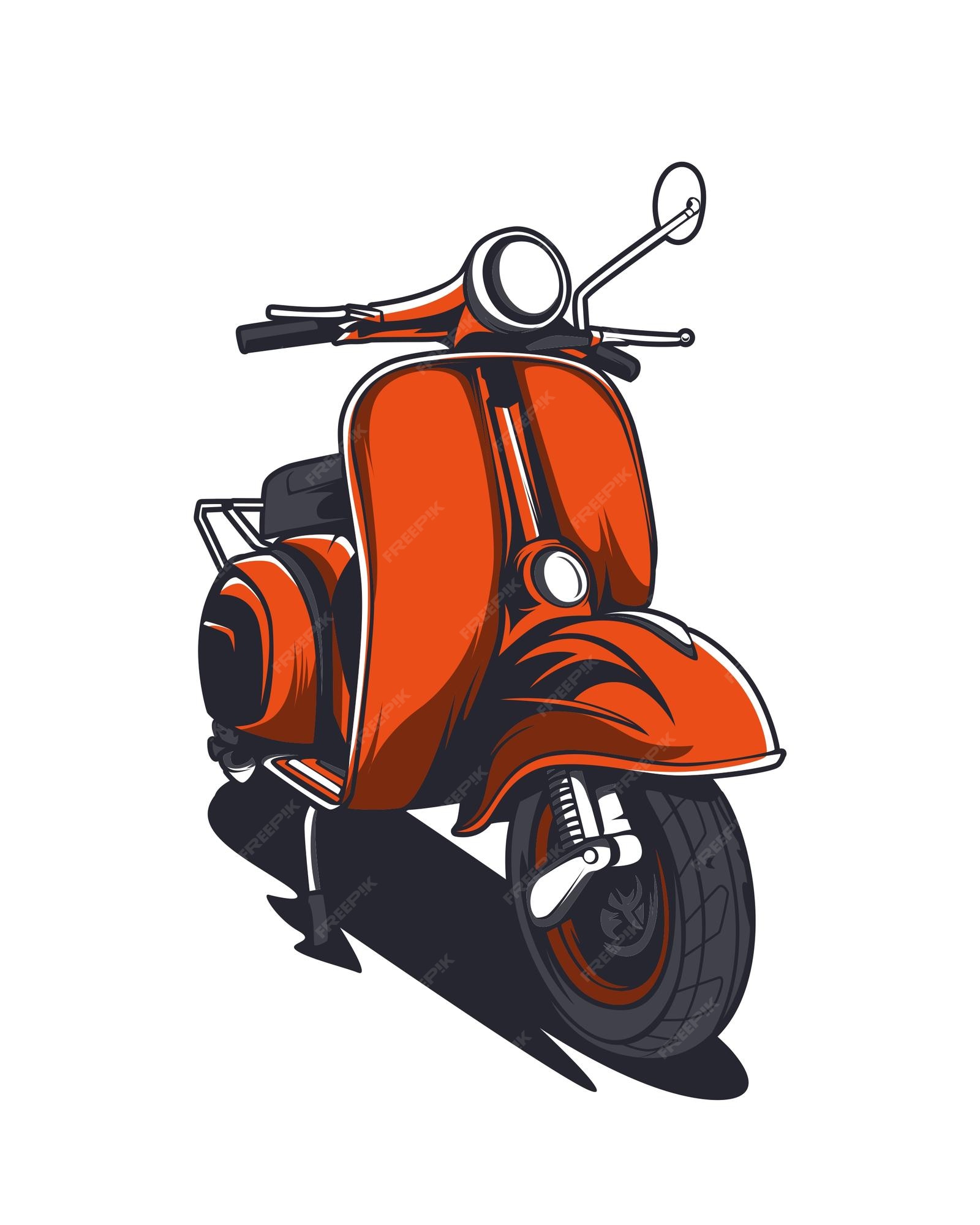 Ciclomotor de moto vespa bonito cor verde. conceito de objeto dos desenhos  animados ilustração isolada. estilo simples adequado para vetor de logotipo  premium de design de ícone de adesivo