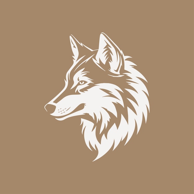 Ilustração vetorial simples do logotipo da cabeça do lobo uivante
