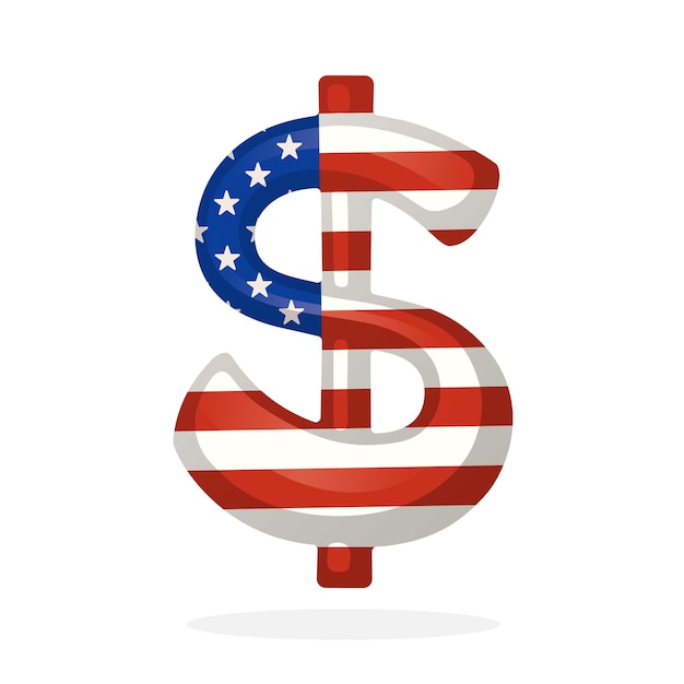 Vetor ilustração vetorial sinal de dólar nas cores da bandeira nacional símbolo das moedas mundiais