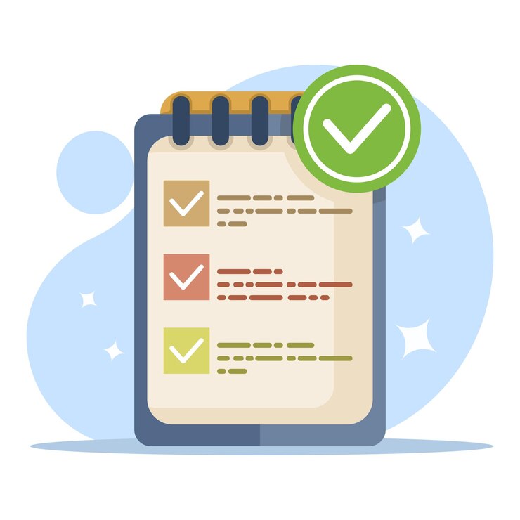 Vetor ilustração vetorial sobre o conceito da tarefa concluída com uma marca de verificação ou todas as tarefas foram concluídas