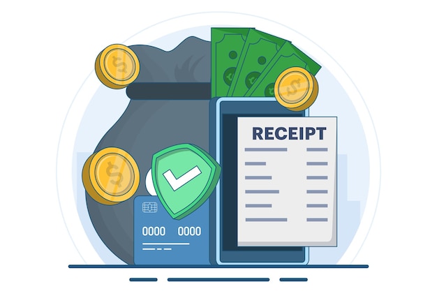 Ilustração vetorial sobre o conceito de carteira digital e pagamentos móveis ou serviços bancários on-line