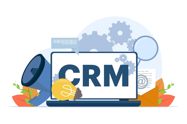 Vetor ilustração vetorial sobre o conceito de crm ou gestão da relação com o cliente