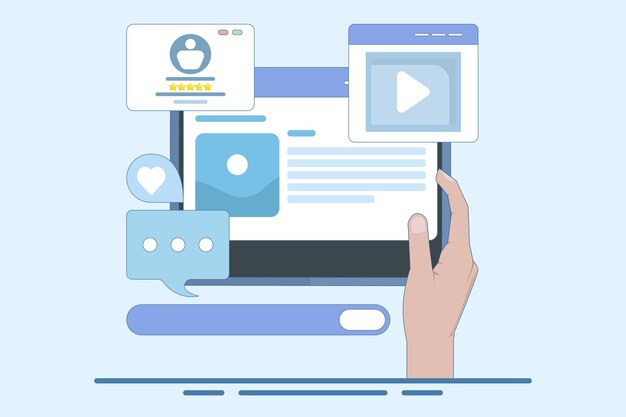 Ilustração vetorial sobre o conceito de leitura do conteúdo do site com base na audiência ou na classificação do conteúdo