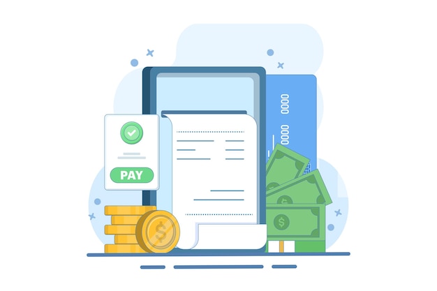 Ilustração vetorial sobre o conceito de pagamento móvel ou transferência de dinheiro on-line ou pagamento pela Internet