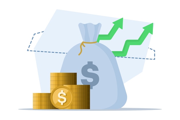 Ilustração vetorial sobre o conceito de planeamento financeiro, análise de investimentos e análise de dados