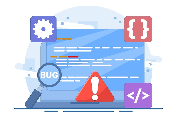 Vetor ilustração vetorial sobre o conceito de relatório de bugs ou detecção de bugs de computador