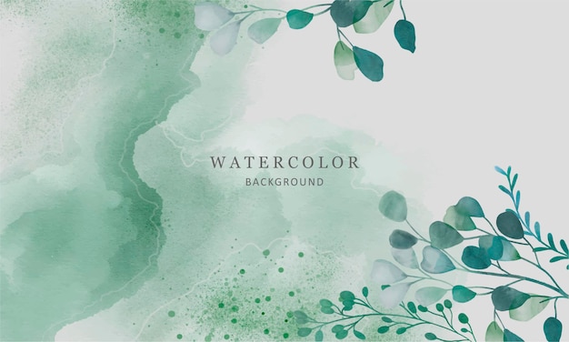 Ilustração vetorial suave em aquarela em tons de verde com flores silvestres