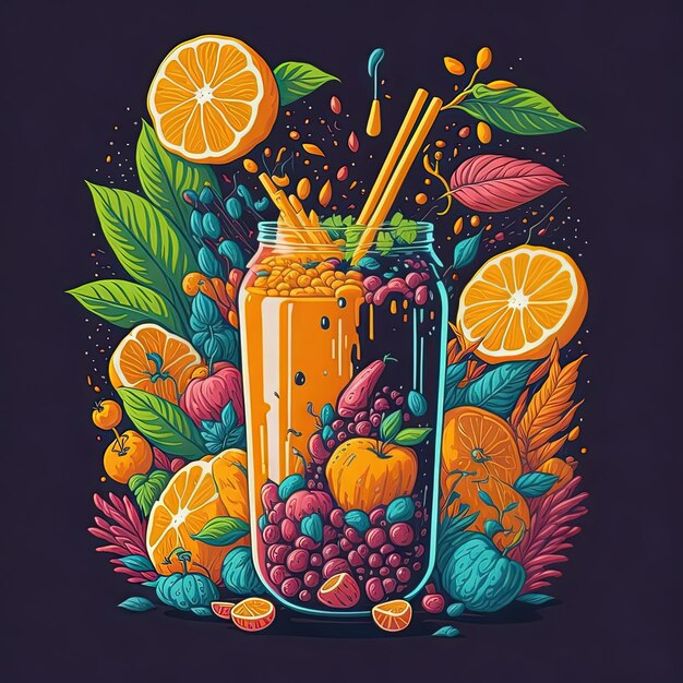 Ilustração vetorial suco de frutas