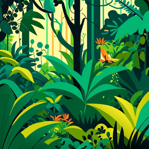 Vetor ilustração vetorial verde da selva tropical