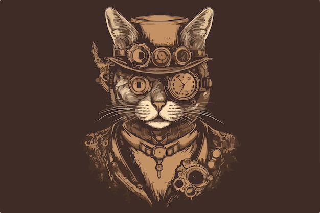 Vetor ilustração vetorial vintage de cachorro steampunk para camiseta