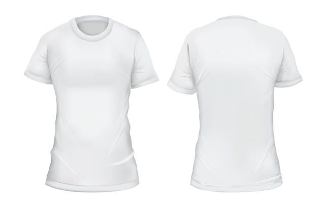 Vetor ilustração vetorial. vistas de frente e verso de t-shirt feminina em branco. isolado no branco