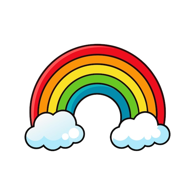 Ilustração vibrante de arco-íris com nuvens perfeita para crianças e projetos gráficos