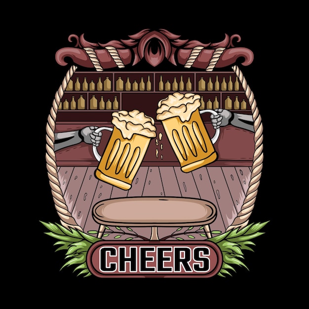 Ilustração vintage da cerveja cheers