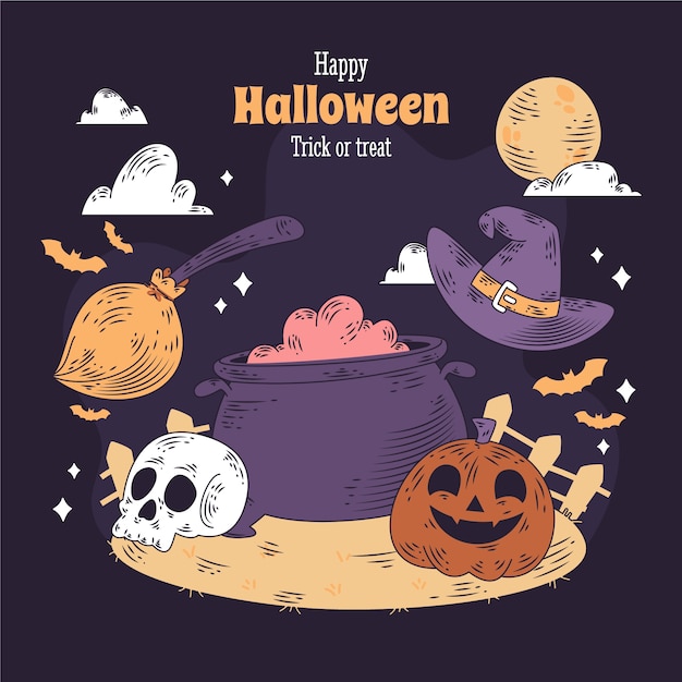 Ilustração vintage de halloween desenhada à mão