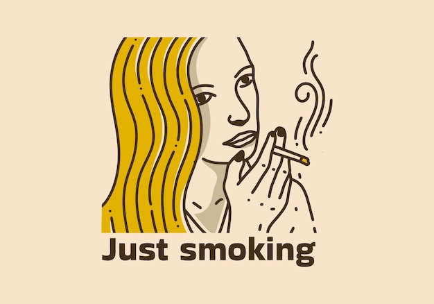 Ilustração vintage de mulher fumando