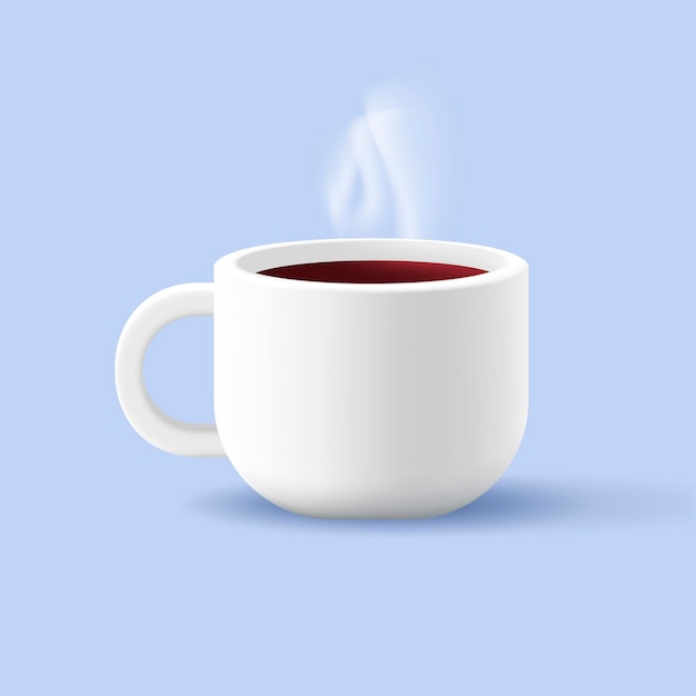 Ilustração web 3d de uma xícara de café com bebida quente