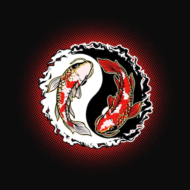 Ilustração yin yang koi fish