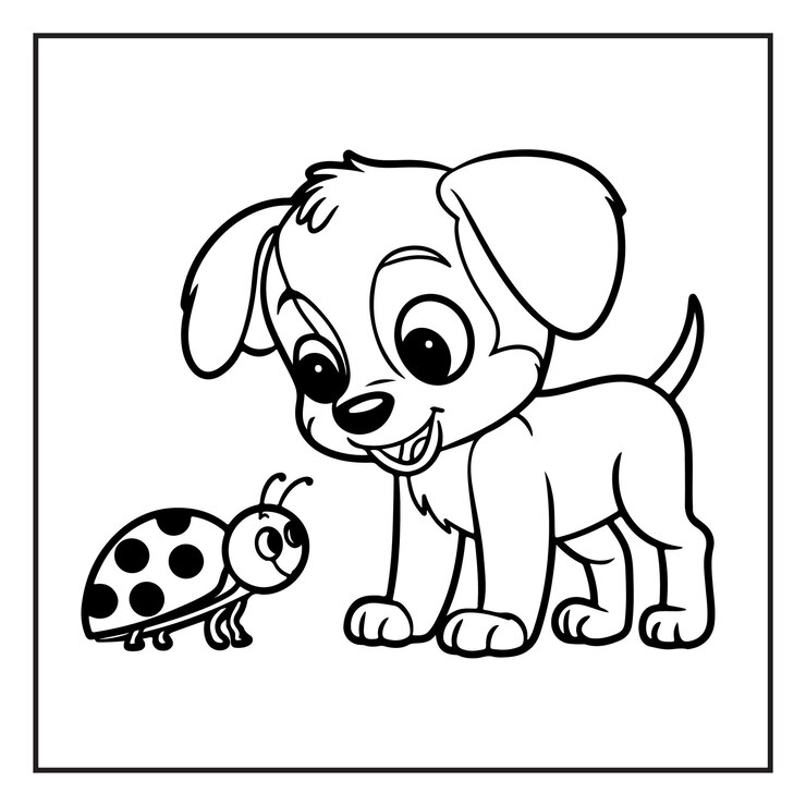 Vetor ilustrações adoráveis cães bonitos página de colorir para crianças