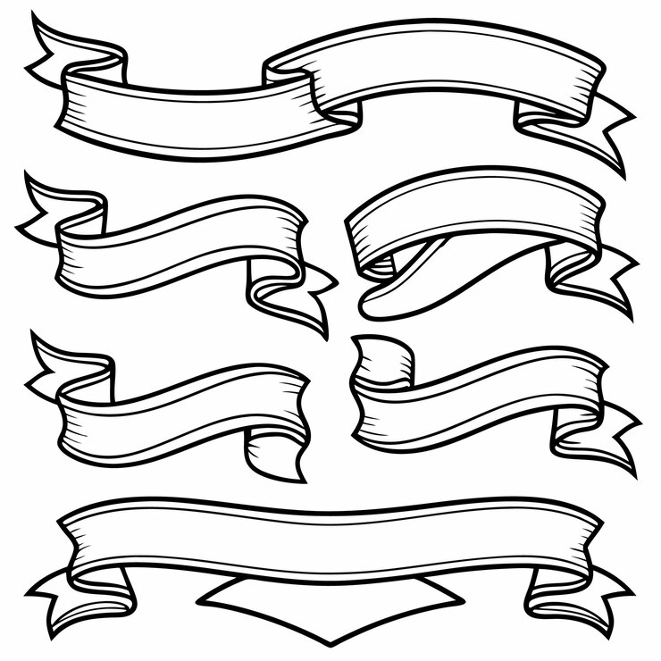 Vetor ilustrações de bandeiras vintage set de fitas desenhadas à mão
