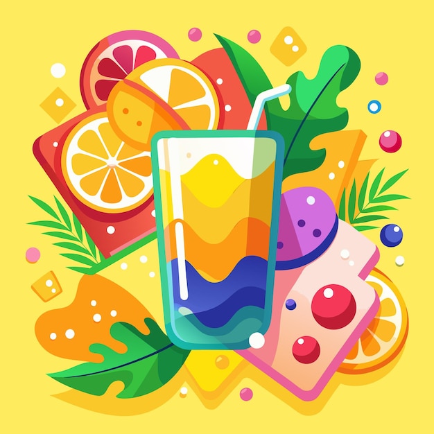 Ilustrações de bebidas de verão vibrantes Bebidas refrescantes e gelados