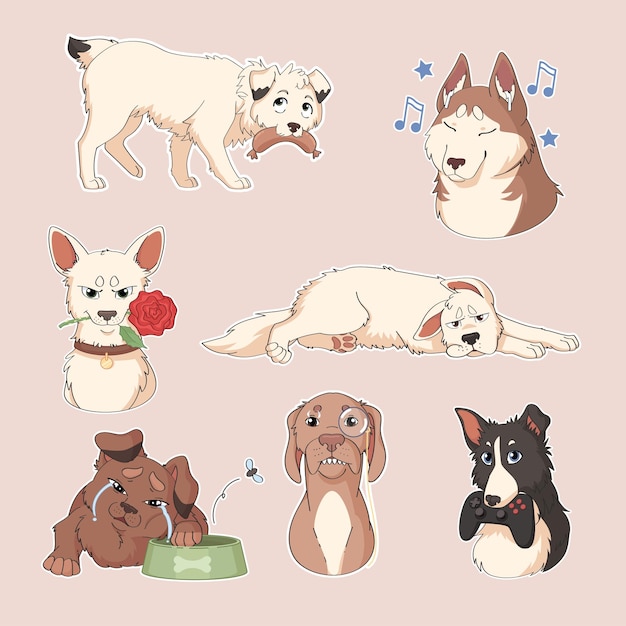 Vetor ilustrações de cachorros fofos