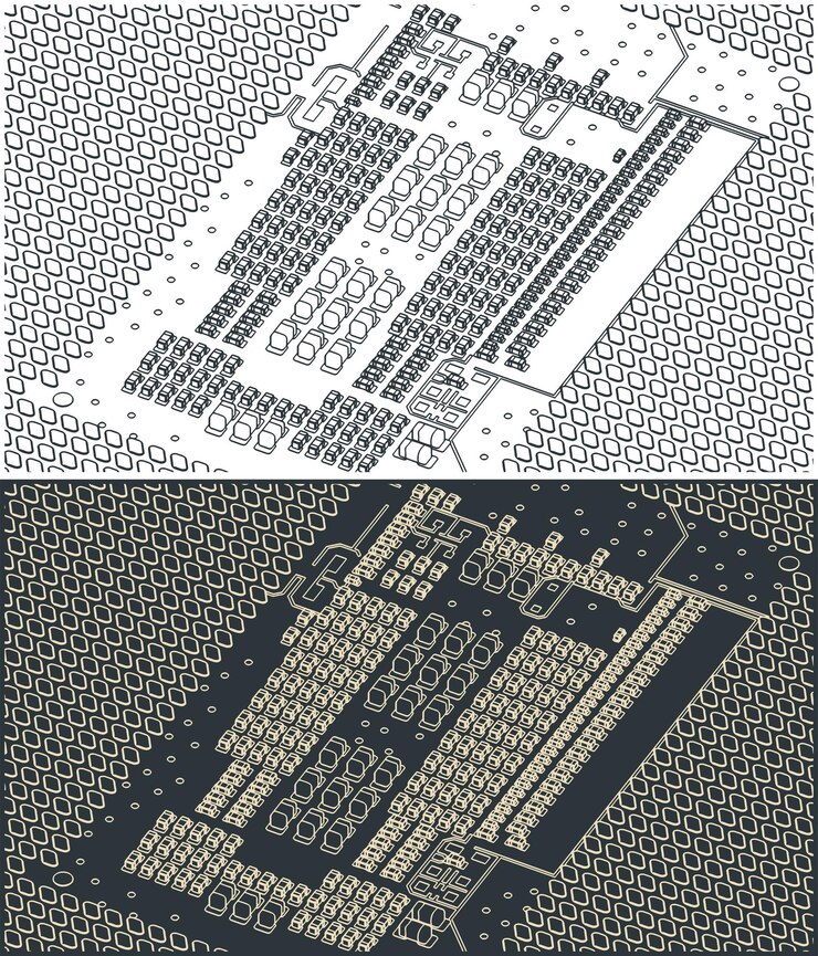 Vetor ilustrações de close-up da cpu