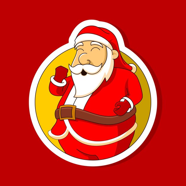 Vetor ilustrações de desenhos animados de papai noel isoladas em branco. personagem engraçado de papai noel feliz com presente