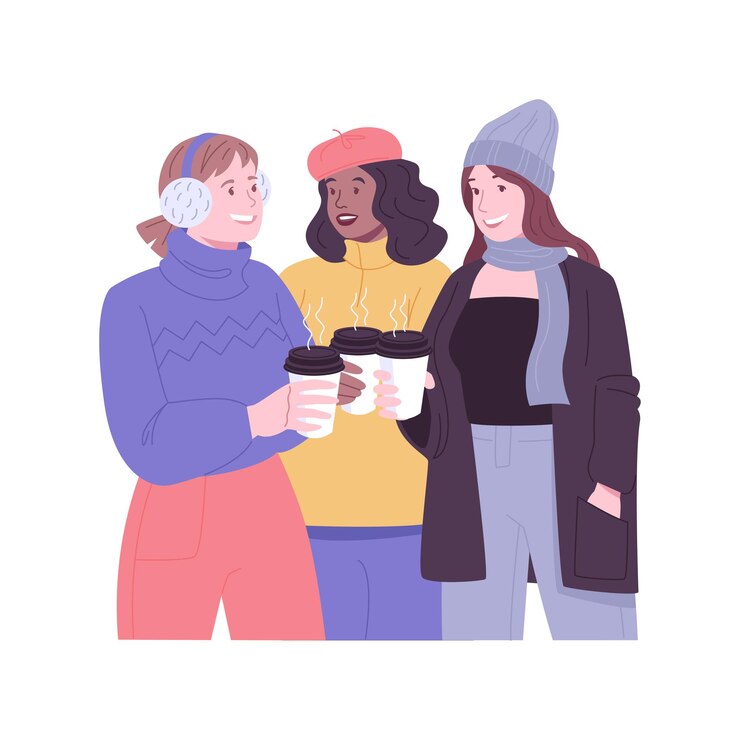 Vetor ilustrações de desenhos animados isolados com café com leite quente