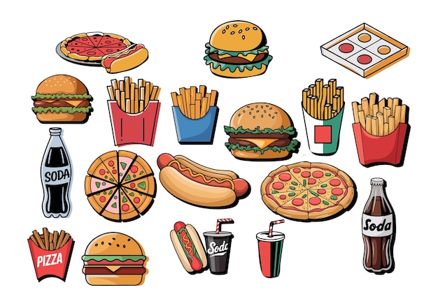 Ilustrações de fast food Gráficos vetoriais saborosos