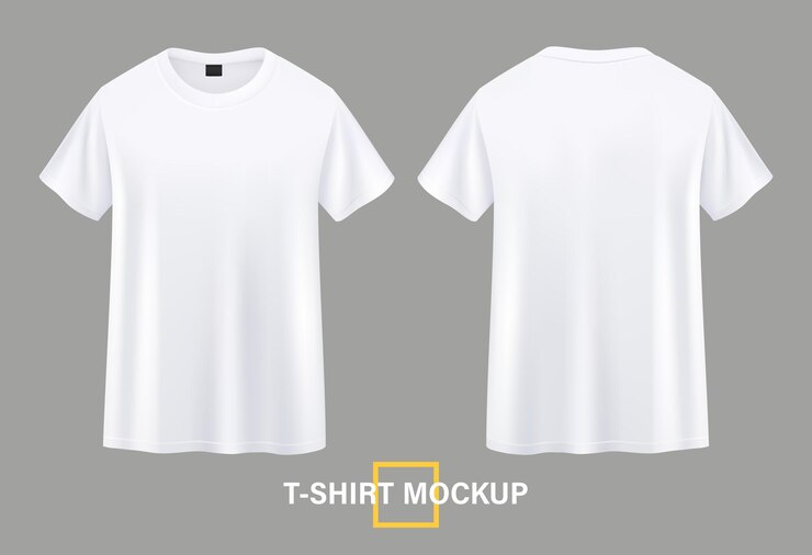 Ilustrações de frente e verso de maquete de camiseta