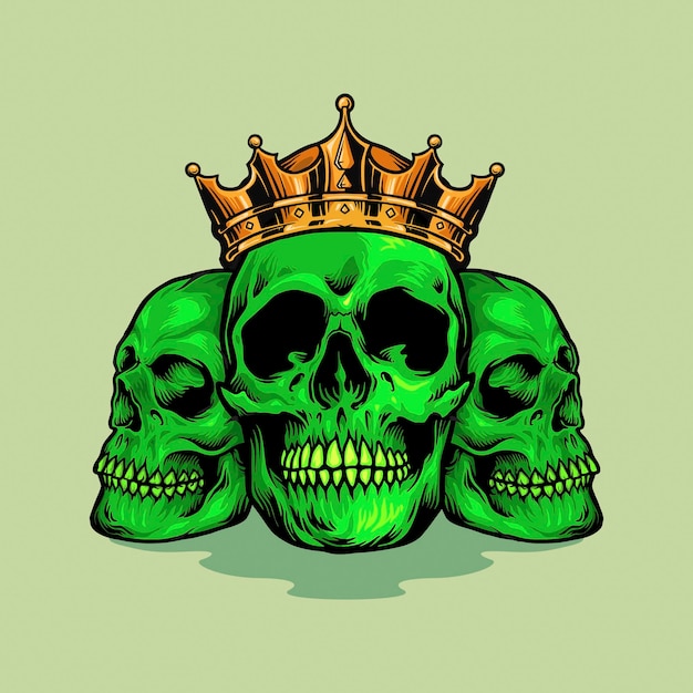 Vetor ilustrações de king family skull green