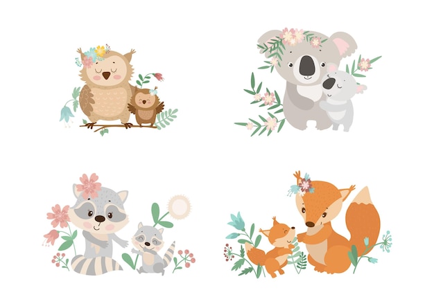 Ilustrações de mães de animais com BabiesxA