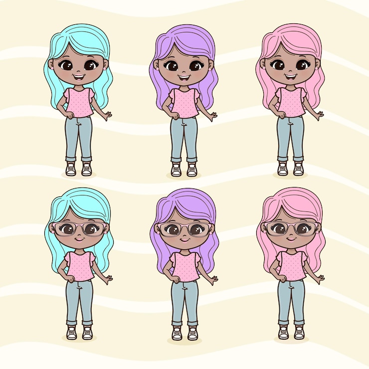 Vetor ilustrações de meninas fofas