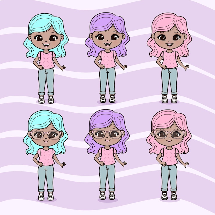 Vetor ilustrações de meninas fofas