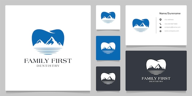 Ilustrações de modelo de design de logotipo de mountain hills dental