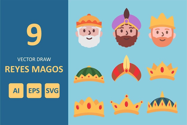 Ilustrações de saudação de reyes magos