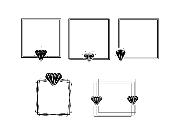 Vetor ilustrações de silhueta de diamante de borda de moldura retangular