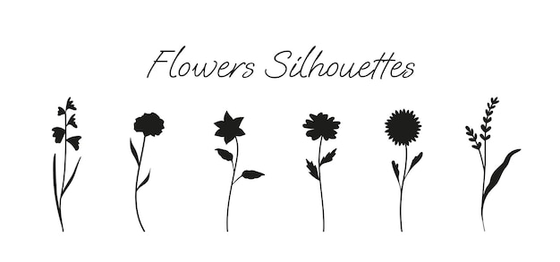 Ilustrações de silhuetas de flores