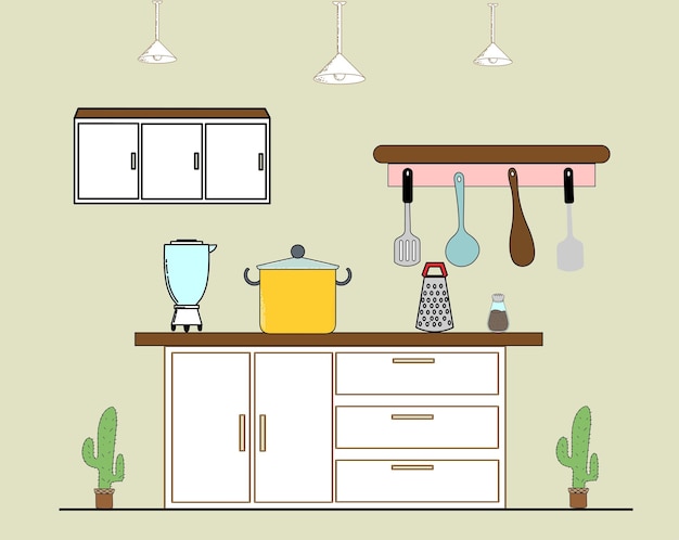 Ilustrações de uma cozinha moderna de design em casa