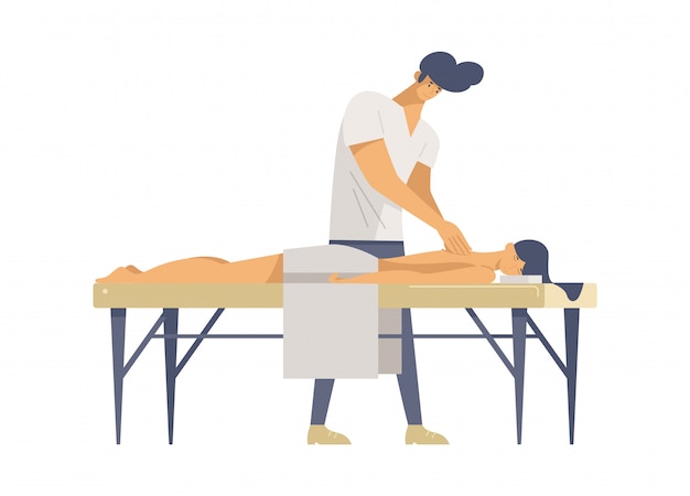 Ilustrações de vetor plana de terapia de massagem profissional