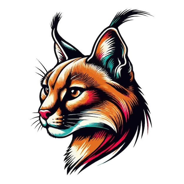 Ilustrações de vetores isolados de gatos selvagens de caracal