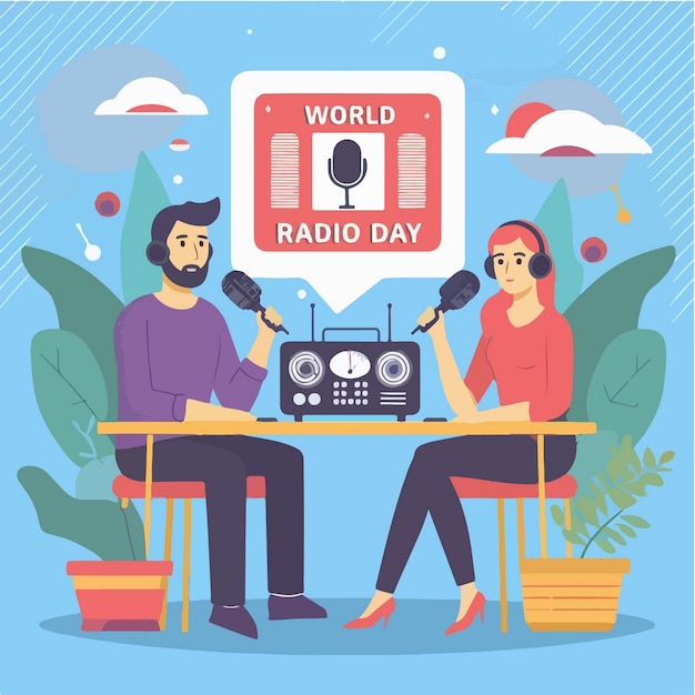 Vetor ilustrações do dia mundial da rádio vector