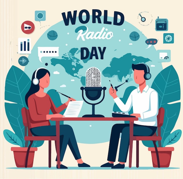 Vetor ilustrações do dia mundial da rádio vector